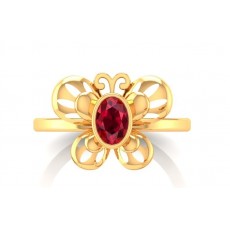 22K Gold Butterfly Red Stoned Ring Collection